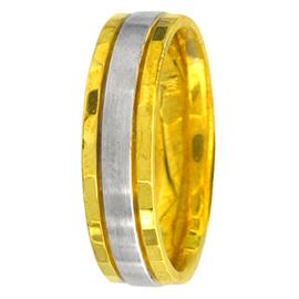 Two Tone, Flat Edge, Hand Made Wedding Band