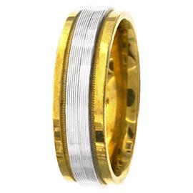 Two Tone, Flat Edge Hand Made Wedding Band