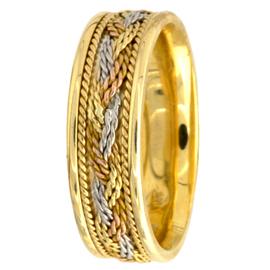 Interwoven Rope with Rope Border,Hand Made Wedding Band