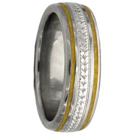Two Tone Wheat Pattern Hand Made Wedding Band