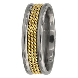 Two Tone, Multiple Rope- Hand Made Wedding Band