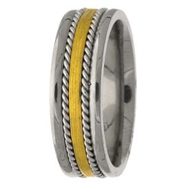 Two Tone, Double Rope- Hand Made Wedding Band