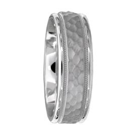 Patterned Middle, Flat Edge, Hand Made Wedding Band