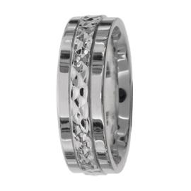 Patterned Middle, Flat Edge, Hand Made Wedding Band