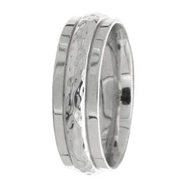 Patterened Middle, Flat Edge Hand Made Wedding Band