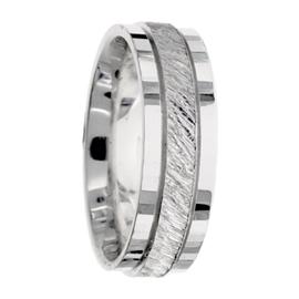 Flat Edge, Patterned Middle,  Hand Made Wedding Band