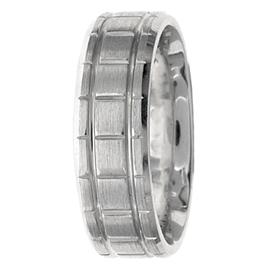 Flat Edge, Flat Middle, Square Pattern, Hand Made Wedding Band