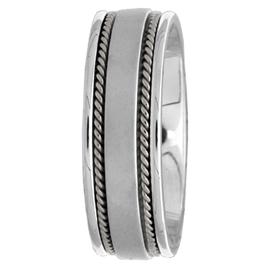 Roped Edge, Flat Middle,  Hand Made Wedding Band