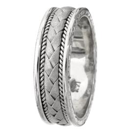 Weaved Pattern Hand Made Wedding Band