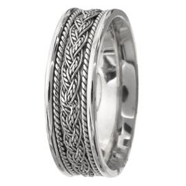 Weaved Rope Pattern Hand Made Wedding Band