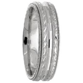 Milgrained Edge, Wheat Pattern,  Hand Made Wedding Band