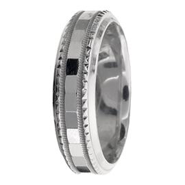 Squared Pattern- Milgrained Edge,  Hand Made Wedding Band