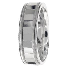 Square Pattern Middle, Hand Made Wedding Band