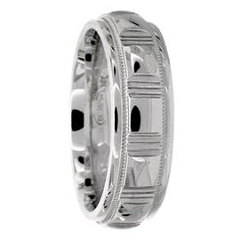 Square Pattern Middle, Hand Made Wedding Band