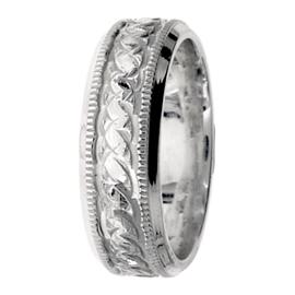 Milgrained Edge, Crushed Rope Middle,  Hand Made Wedding Band