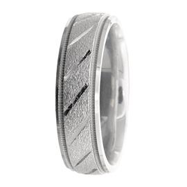Patterned Middle, Flat Edge, Hand Made Wedding Band