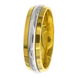 Two Tone, Flat Edge, Hand Made Wedding Band