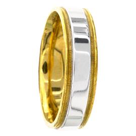 Two Tone, Flat Middle, Hand Made Wedding Band