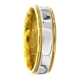 Two Tone, Flat Middle, Hand Made Wedding Band