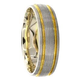 Two Tone Hand Made Wedding Band