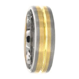 Two Tone, Concave Middle, Hand Made Wedding Band