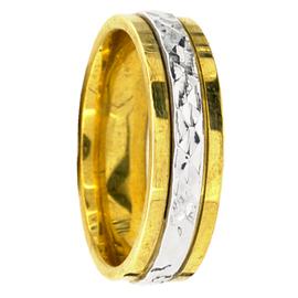 Two Tone, Patterned Middle, Hand Made Wedding Band