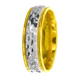 Two Tone, Patterned Middle, Hand Made Wedding Band