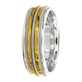 Two Tone, Milgrained Hand Made Wedding Band