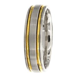 Two Tone, Flat Middle, Hand Made Wedding Band