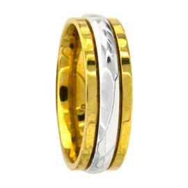 Tow Tone, Flat Edge, Hand Made Wedding Band