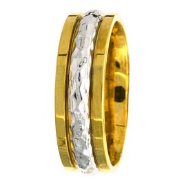 Flat Edge, Patterned Middle, Hand Made Wedding Band