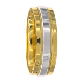Two Tone, Flat Middle, Hand Made Wedding Band