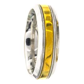 Two Tone, Milgrained, Hand Made Wedding Band