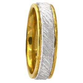 Two Tone, Patterned Middle, Hand Made Wedding Band