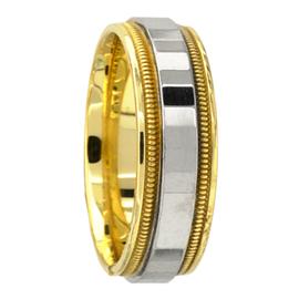 Two Tone, Milgrained Edge, Flat Middle, Hand Made Wedding Band
