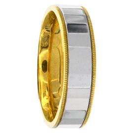 Two Tone, Milgrained Edge, Flat Middle, Hand Made Wedding Band