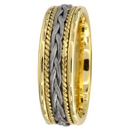 Flat Rope Middle aith Rope on side, Hand Made Wedding Band