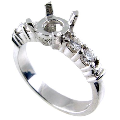 Shared Prong set Round Diamond Engagement Ring Semi Mount