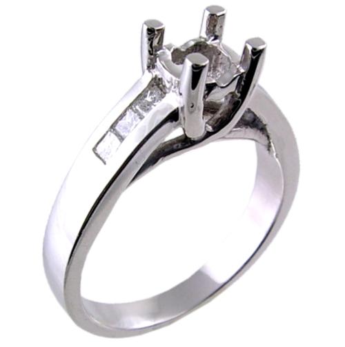 Channel Set Princess Cut Diamond Engagement Ring Semi Mount
