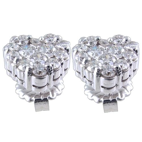 Cluster Diamond Heart Shaped Stud Earrings