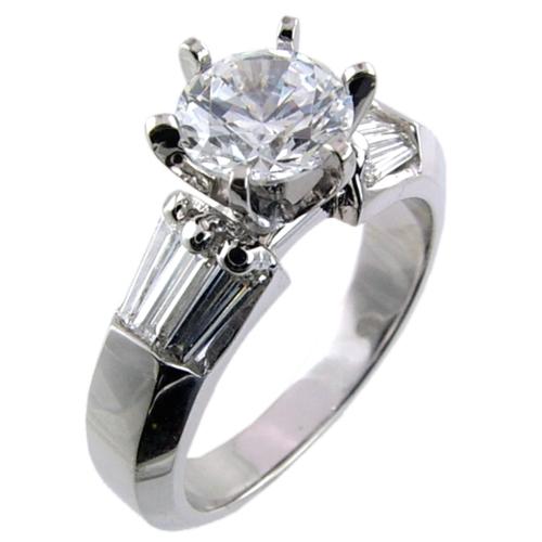 Channel Set Bagutte Diamond Engagement Ring Semi Mount