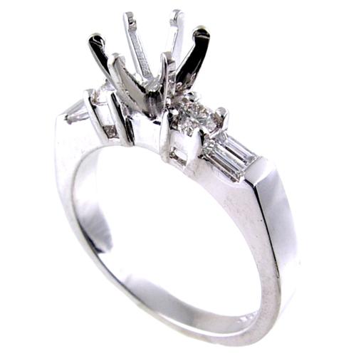 Channel Set Baguette, Prong Set Round Diamond Engagement Ring Se