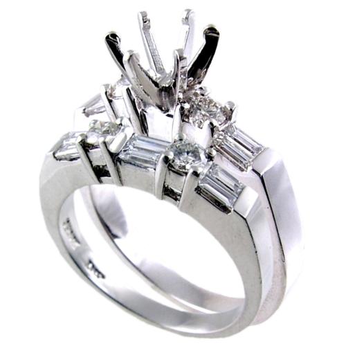 Channel Set Round, Baguette Diamond Bridal Set (Semi Mount)