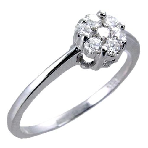 Shared Prong Set Round diamond Cluster Center Engagement Ring