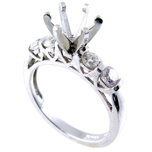 Five Stone Channel Set Round Diamond Engagement Ring Semi Mount