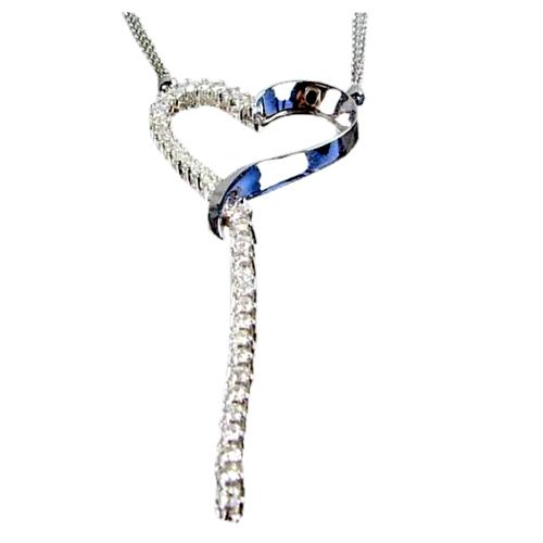 Prong Set Round Diamond Heart Necklace
