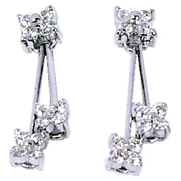 Prong Set Cluster Dangling Diamond Earrings