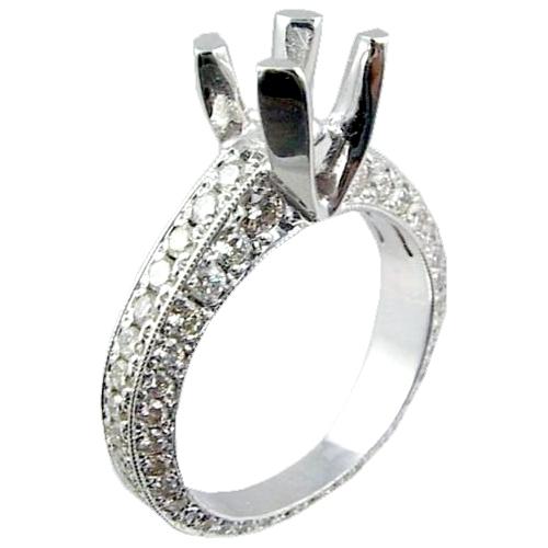 Eternity Style Pave Set Diamond Engagement Ring Semi Mount
