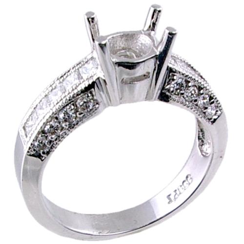 Channel Set Princess Cut, Pave Set Round Diamond Engagement Ring Channel Set Princess Cut, Pave Set Round Diamond Engagement Ring