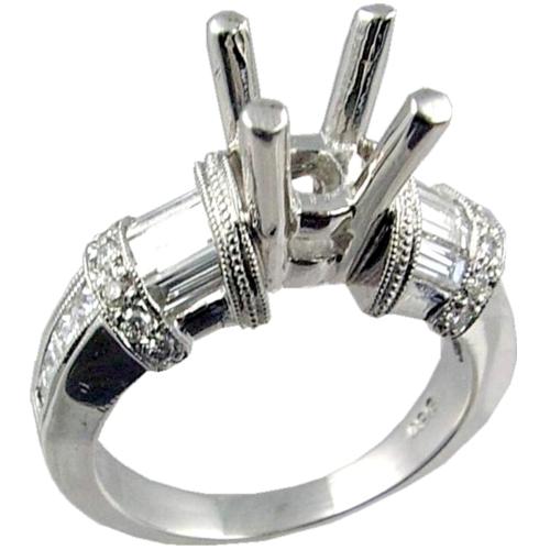 Channel Set Baguette/Princess Cut Diamond Engagement Ring Semi M